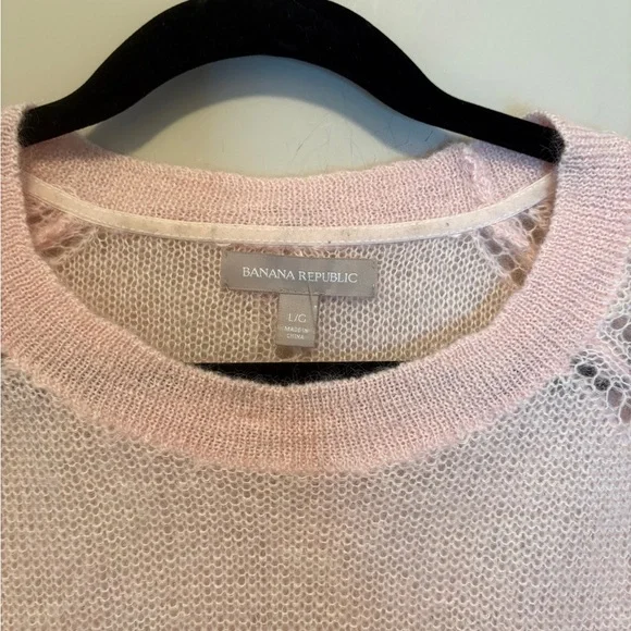 Banana Republic Pink Large Women's Sweater Top Mohair Wool Pastel Office Casual - Picture 4 of 12